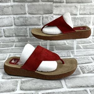 Hush Puppies Women’s Size 10 Red Suede Wedge Heel Flip Flop Sandals